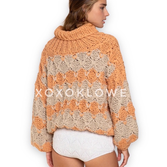 POL Pumpkin Spice Chunky Knit Turtleneck Sweater | Handmade Luxe Cozy - Picture 13 of 14